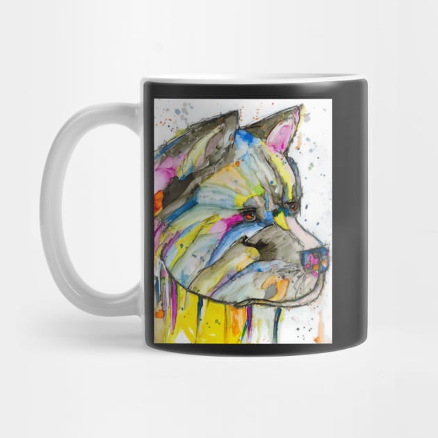 Colorful Akita dog by atep